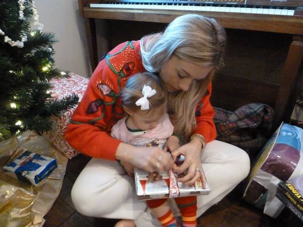 Reading to Evie at Christmas